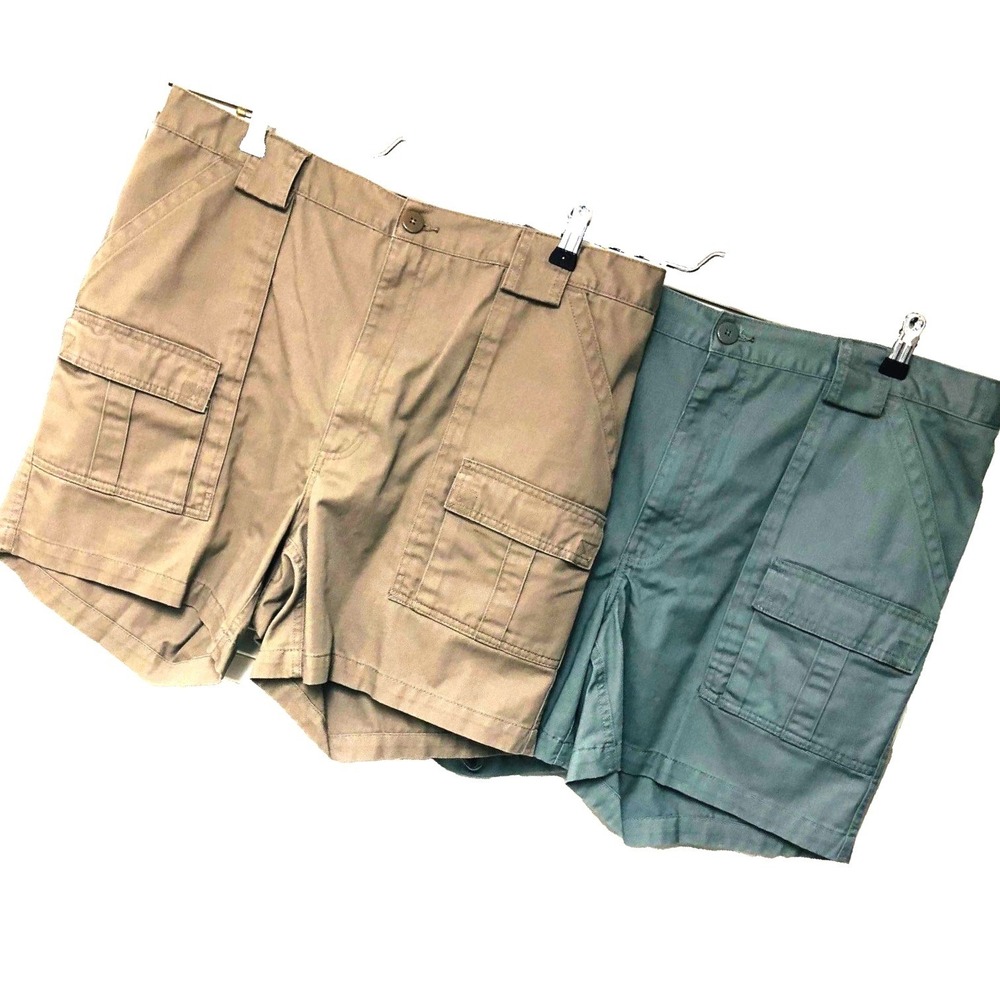Lot of 2 Weekender Cargo Shorts Outdoors Green Tan Athleisure Men's 40 Fit 38